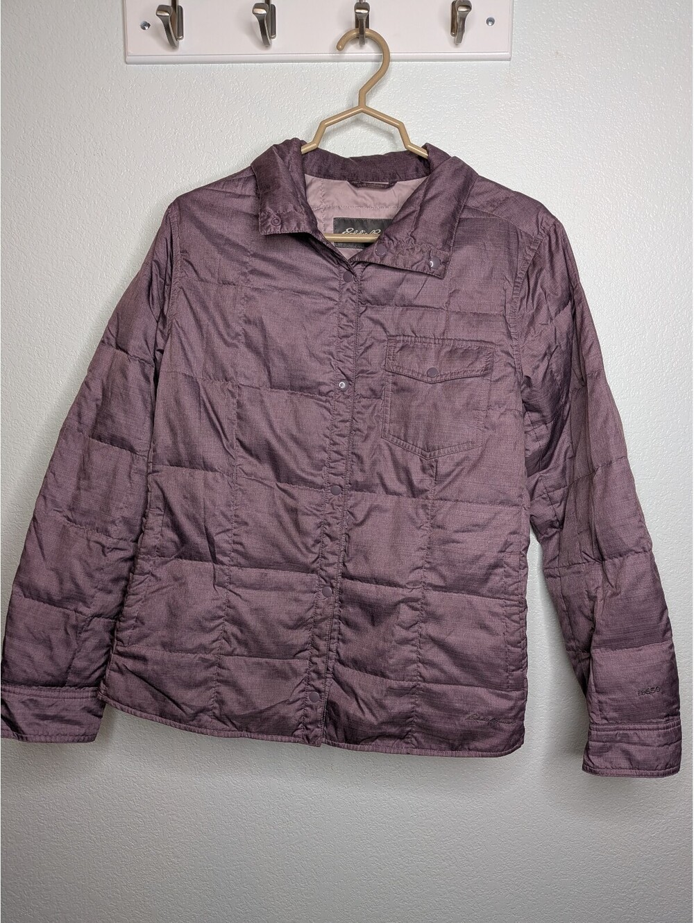 Eddie Bauer Women’s XL Purple EB650 Down Puffer Jacket Snap Front